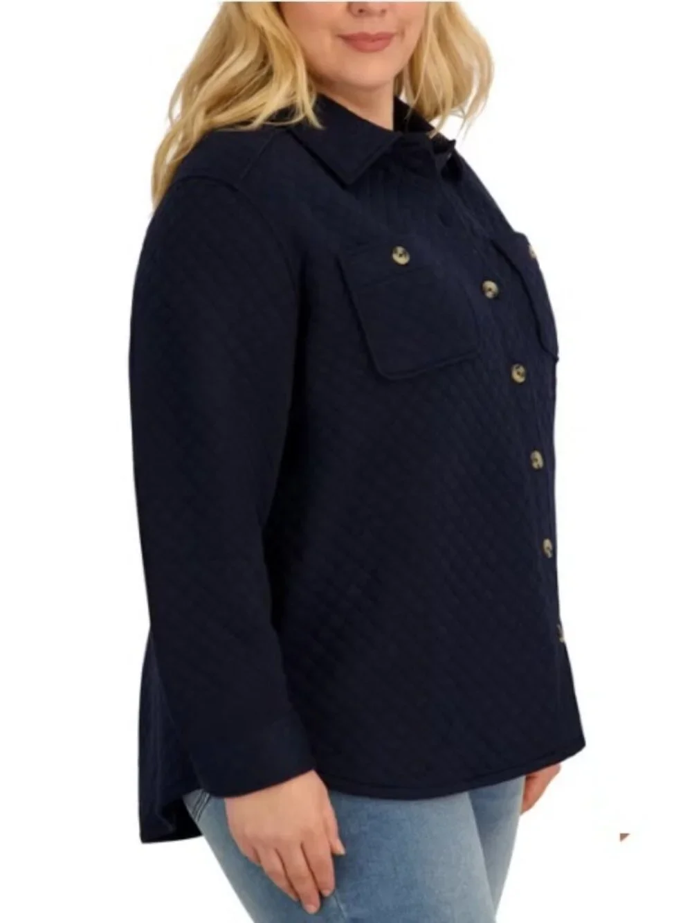 NWT SAGE Women's Quilted Shirt Jacket, Navy